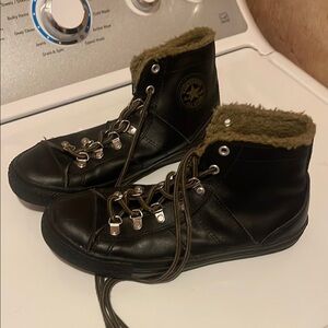 Converse Black High-Top Sneakers with Fur Lining
